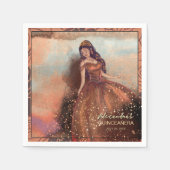 水カラーエレガント銅バラキンセアニラナプキン スタンダードカクテルナプキン (正面)