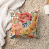 水カラーオレンジイエローピーチワイルドバラフローラ クッション (ブランケット)