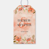 水カラーオレンジフローラブライダルシャワーの好意 ギフトタグ (正面)