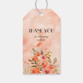 水カラーオレンジフローラブライダルシャワーの好意 ギフトタグ (裏面)