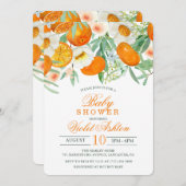 水カラーオレンジフローラベビーシャワー招待状 招待状 (正面/裏面)
