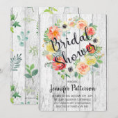 水カラーオレンジ&イエローリースブライダルシャワー 招待状 (正面/裏面)