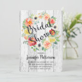 水カラーオレンジ&イエローリースブライダルシャワー 招待状 (スタンド正面)