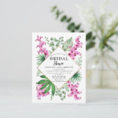 水カラーオーキッドトロピカル葉ブライダルシャワー ポストカード (スタンド正面)