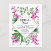 水カラーオーキッドトロピカル葉ブライダルシャワー ポストカード (正面)