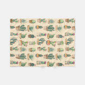 水カラーカクティボタニカル自然 フリースブランケット (正面(横))