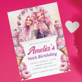 水カラーカスタムローラコースターパーティー 招待状