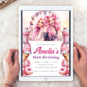 水カラーカスタムローラコースターパーティー 招待状