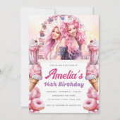 水カラーカスタムローラコースターパーティー 招待状 (正面)