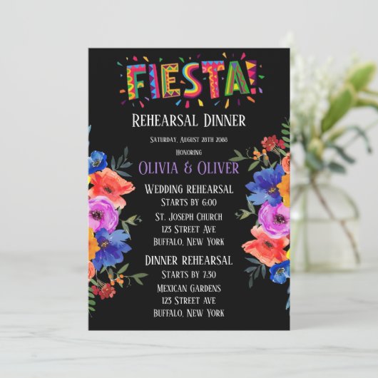 水カラーカラフルフローラフィエスタリハーサルディナー 招待状 (スタンド正面)