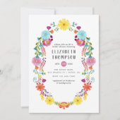 水カラーカラフルフローラフェスタブライダルシャワー 招待状 (正面)