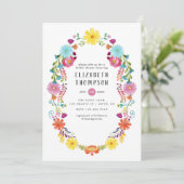 水カラーカラフルフローラフェスタブライダルシャワー 招待状 (スタンド正面)