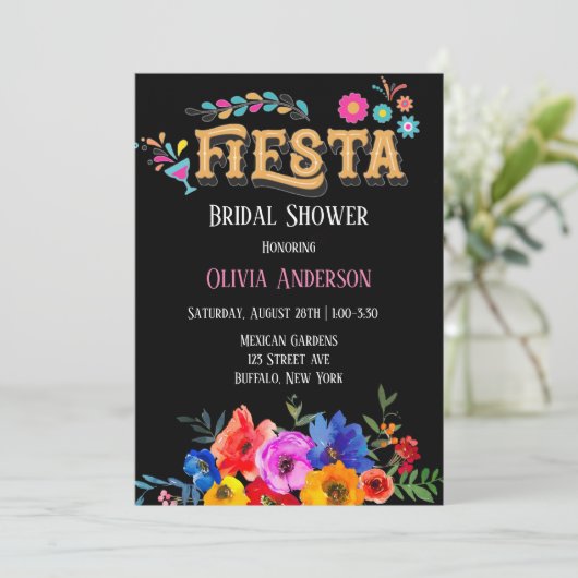 水カラーカラフルフローラフェスタブライダルシャワー 招待状 (スタンド正面)