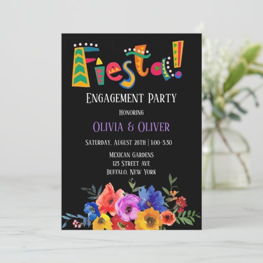 水カラーカラフルフローラフェスタ婚約パーティ 招待状 (スタンド正面)