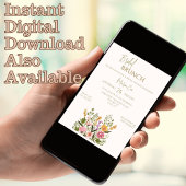 水カラーカラフルフローラブーケブリダIブランチ 招待状