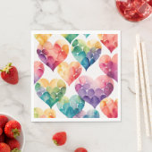 水カラーカラフルレインボーバレンタインハート スタンダードランチョンナプキン (インサイチュ)