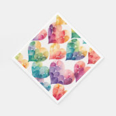 水カラーカラフルレインボーバレンタインハート スタンダードランチョンナプキン (角)