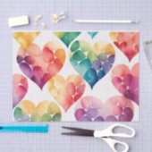 水カラーカラフルレインボーバレンタインハート 薄葉紙 (クラフト)