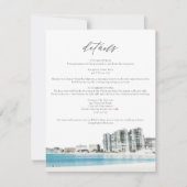 水カラーカンクンビーチ結婚式詳細カード 招待状 (正面)