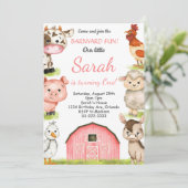 水カラーガーリーファームアニマルズ誕生日招待状 招待状 (スタンド正面)