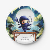 水カラーキッズ忍者誕生日 ペーパープレート (正面)