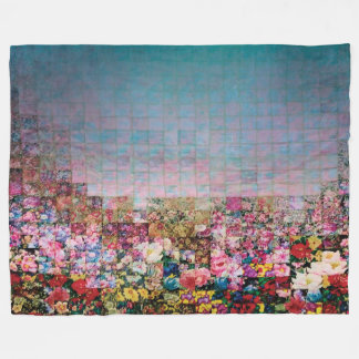 水カラーキルトティール（緑がかった色）フェード フリースブランケット