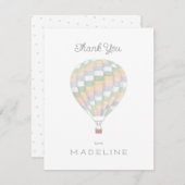 水カラーキルトホットエアバルーン赤ちゃんシャワー サンキューカード (正面/裏面)