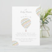 水カラーキルトホットエアバルーン赤ちゃんシャワー 招待状 (スタンド正面)