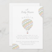 水カラーキルトホットエアバルーン赤ちゃんシャワー 招待状 (正面/裏面)