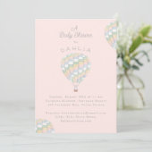 水カラーキルトホットエアバルーン赤ちゃんシャワー 招待状 (スタンド正面)