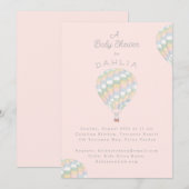 水カラーキルトホットエアバルーン赤ちゃんシャワー 招待状 (正面/裏面)