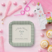 水カラーギンガムアンティークセージ緑ベビーシャワー ペーパープレート (パーティー)