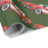 水カラークラシックヴィンテージレッドスポーツカー車両 ラッピングペーパー (ロールコーナー)