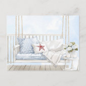 水カラークラシック愛国的アメリカーナポーチスイング シーズンポストカード (正面)