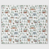 水カラークリスマスウィンタービレッジラッピング紙 ラッピングペーパー (フラット)