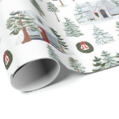 水カラークリスマスウィンタービレッジラッピング紙 ラッピングペーパー (ロールコーナー)