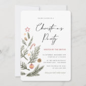 水カラークリスマスツリーエレガントホリデーパーティー 招待状 (正面)