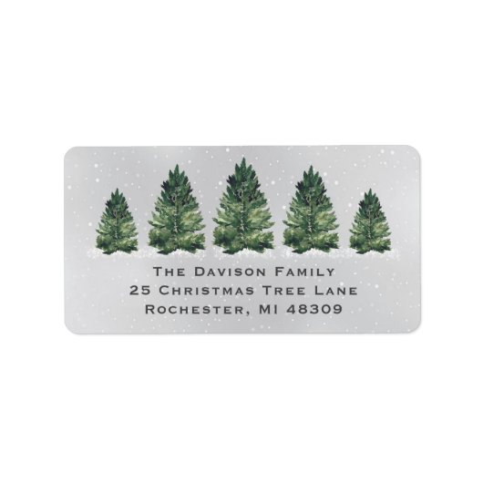 水カラークリスマスツリーファームグレー差出人住所 ラベル (正面)