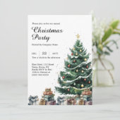 水カラークリスマスツリー企業のホリデーパーティー 招待状 (スタンド正面)