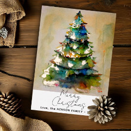 水カラークリスマスツリー芸術的ゴールドフォイルカード 箔招待状