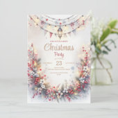 水カラークリスマスディナー招待状 招待状 (スタンド正面)