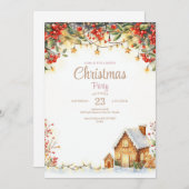 水カラークリスマスディナー招待状 招待状 (正面/裏面)