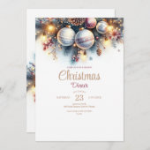 水カラークリスマスディナー招待状 招待状 (正面/裏面)