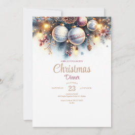 水カラークリスマスディナー招待状 招待状