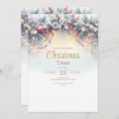 水カラークリスマスディナー招待状 招待状 (正面/裏面)