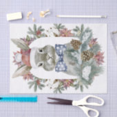 水カラークリスマスバニーと水玉模様ボウ 薄葉紙 (クラフト)