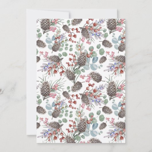 水カラークリスマスパーティー植物学リース 招待状 (裏面)