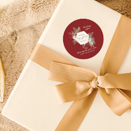 水カラークリスマスボタニカル名前をカスタムするレッド ラウンドシール