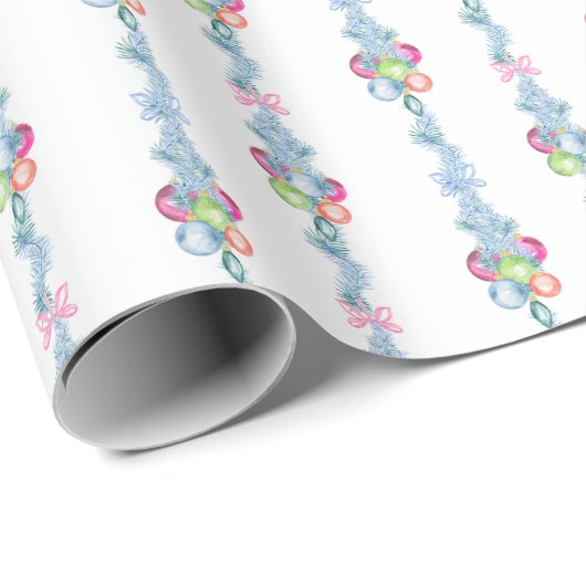 水カラークリスマスボーカラフルブルズティンセル ラッピングペーパー (ロールコーナー)