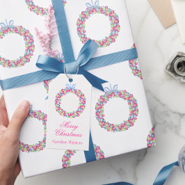 水カラークリスマスボーカラフルブルリース ギフトタグ